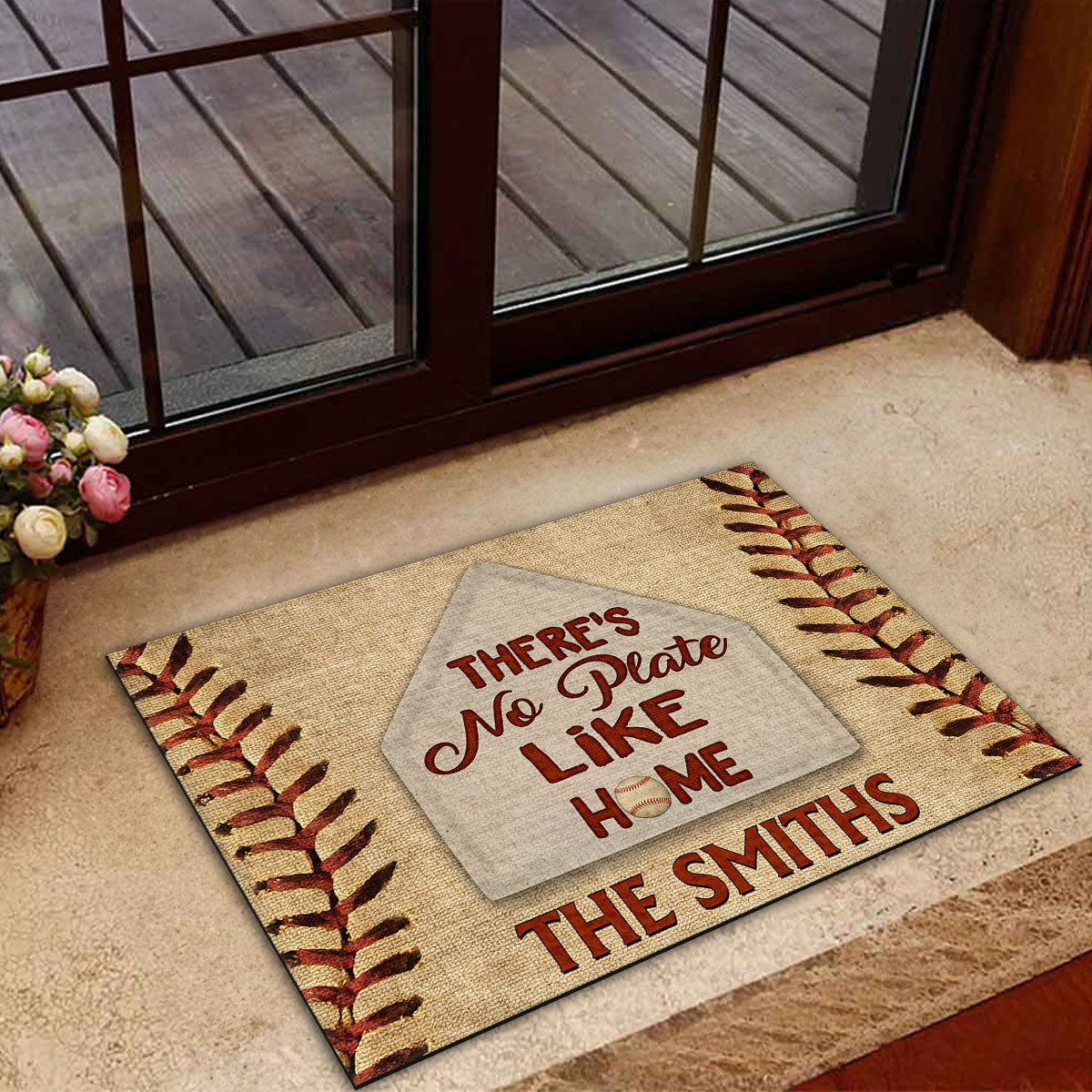 There Is No Plate Like Home Baseball -  Personalized Custom Doormat