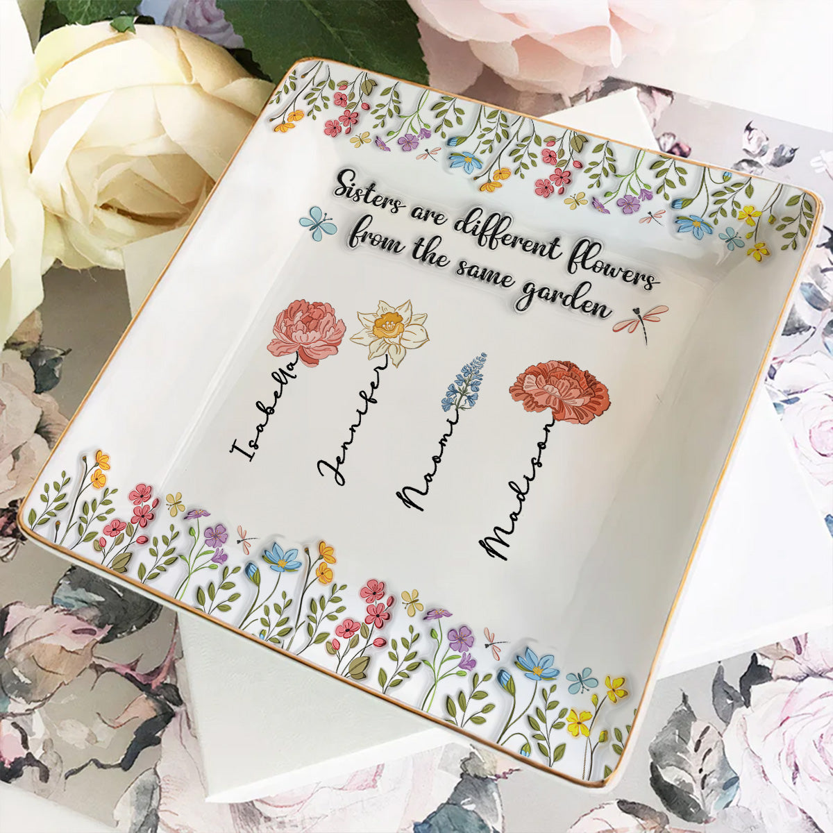 Our Sister Bond Grows Strong - Personalized Custom 3D Inflated Effect Jewelry Dish