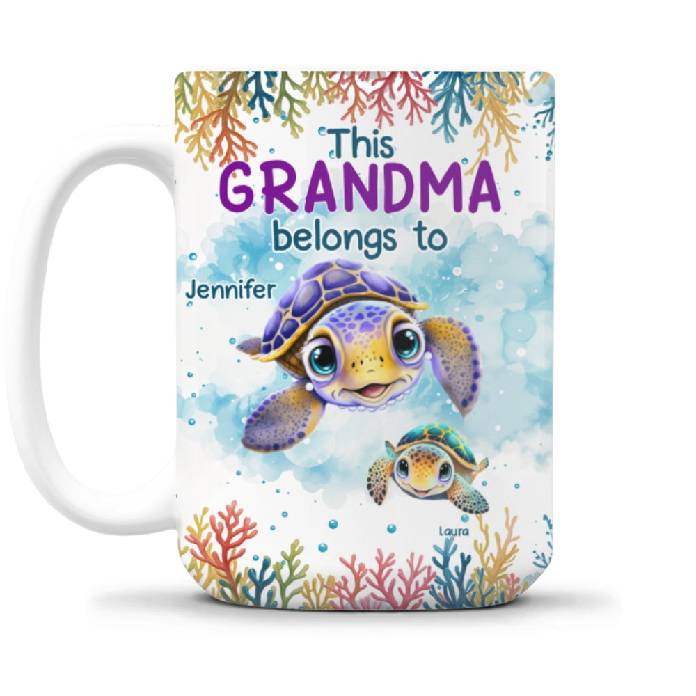 This Grandma Belongs To Turtle Summer - Personalized Custom Coffee Mug