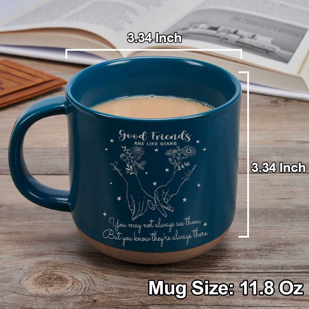 Friends Like Stars - Personalized Custom Engraved Pottery Mug