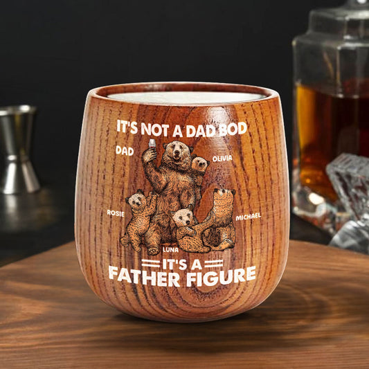 Bear Family Dad Bod - Personalized Custom Wooden Whiskey Glass