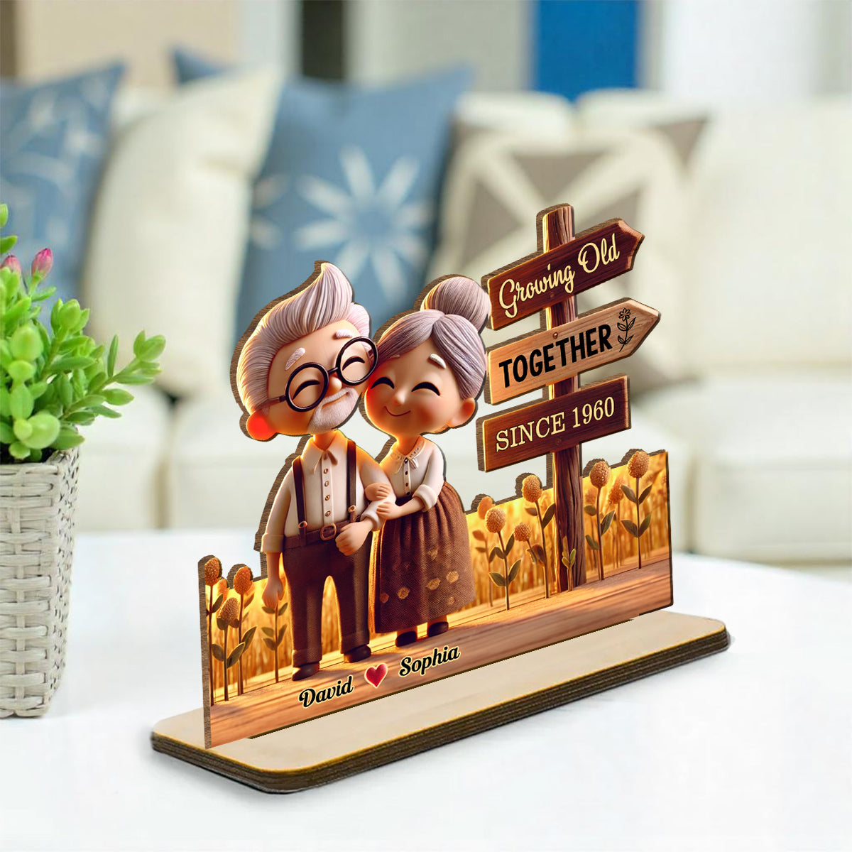 Timeless Love - Personalized Custom 2-Layer Wood Plaque With Flat Base