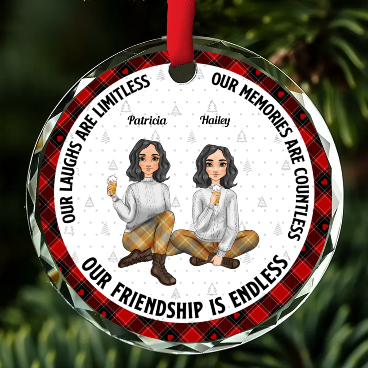Our Friendship Is Endless Ver 2 - Personalized Custom Glass Ornament