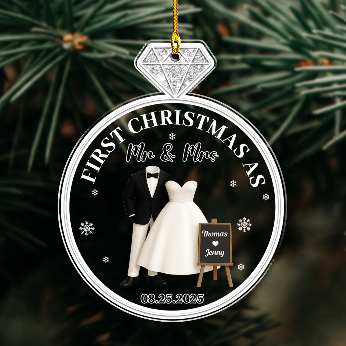 First Christmas Married - Personalized Custom Acrylic Ornament