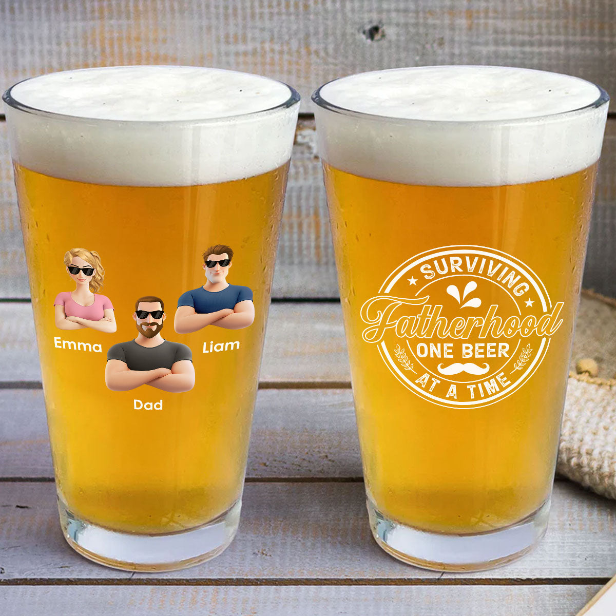 Fatherhood- Personalized Custom Beer Glass