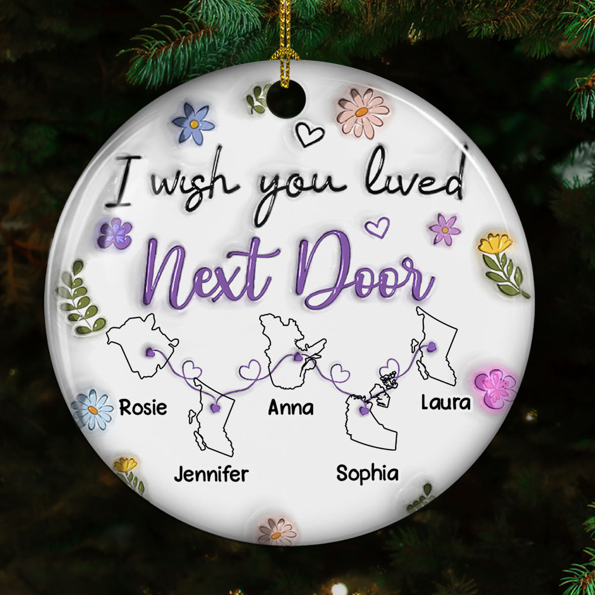 I Wish We Lived Closer Canada Version - Personalized Custom 3D Inflated Effect Ceramic Ornament