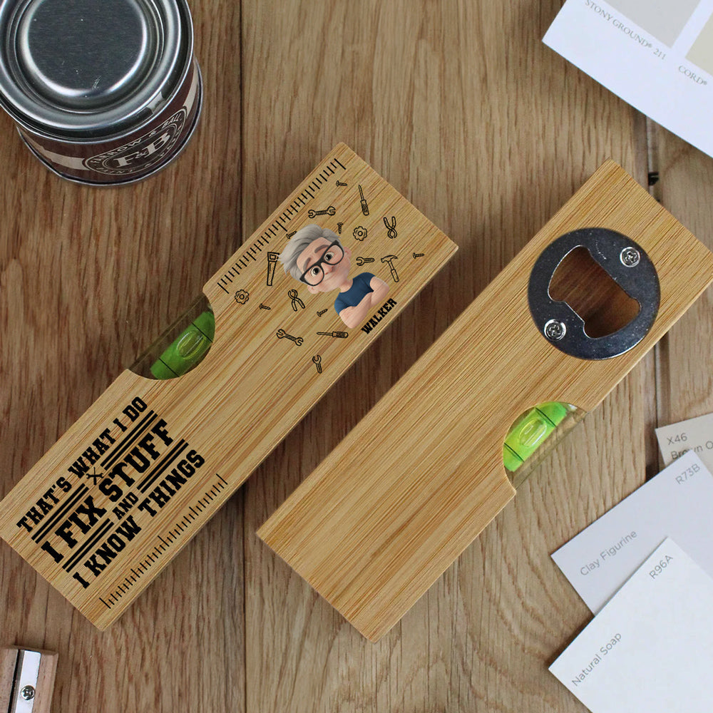 Thats What I Do - Personalized Custom Wooden Spirit Level Bottle Opener