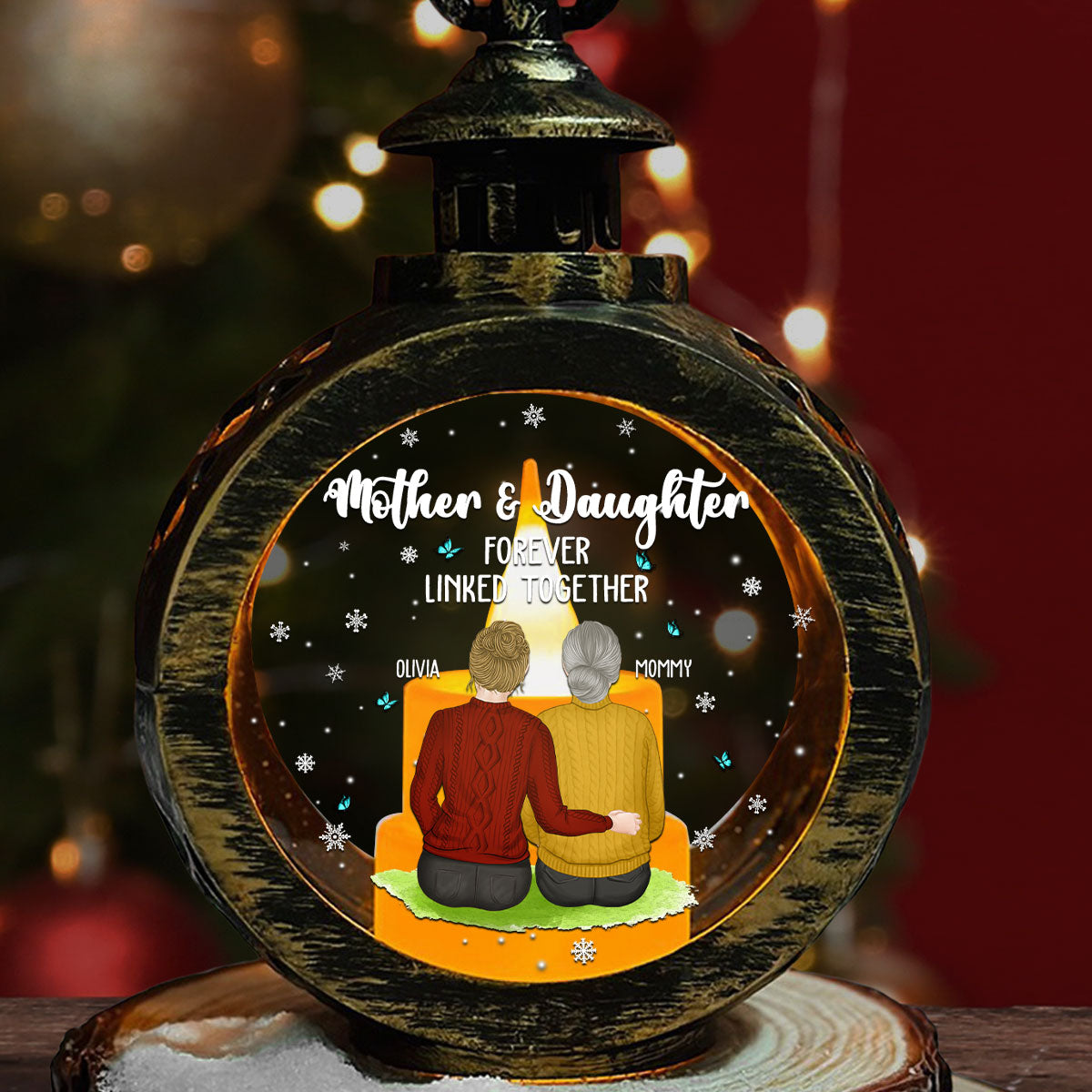 Mother & Daughter Forever Linked Together - Personalized Custom Christmas Lantern
