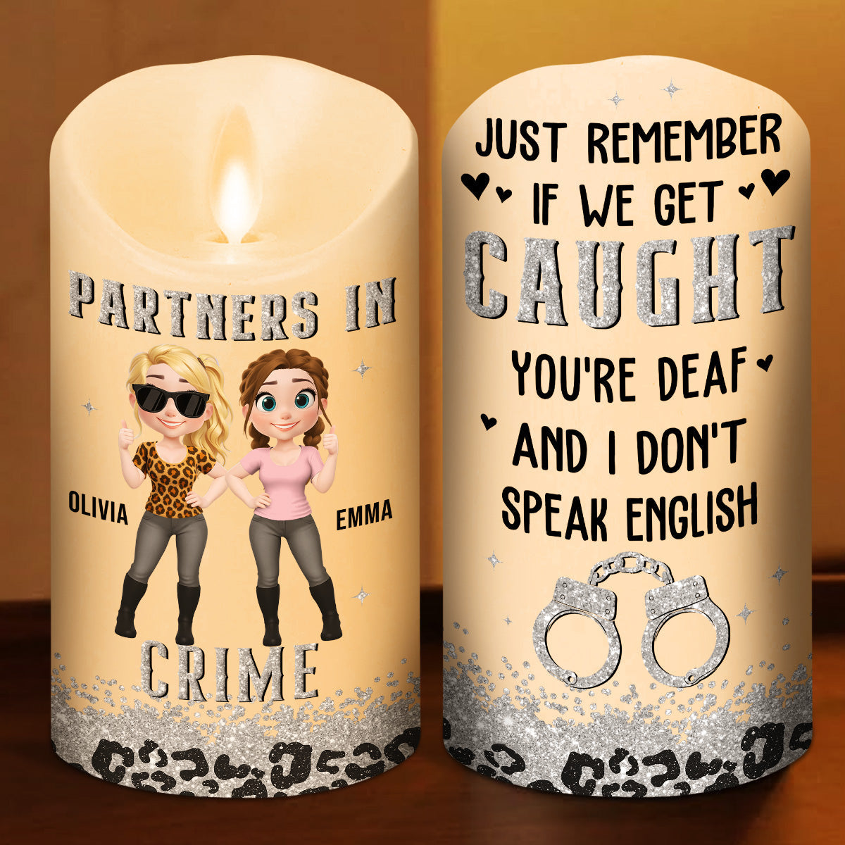 Partners In Crime - Personalized Custom LED Candle