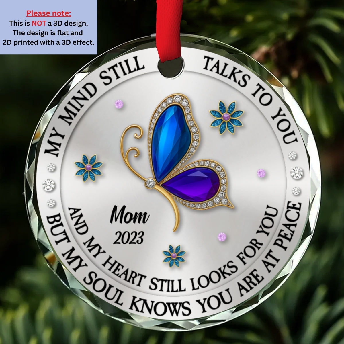 My Mind My Heart My Soul Memorial - Personalized Custom Glass Ornament