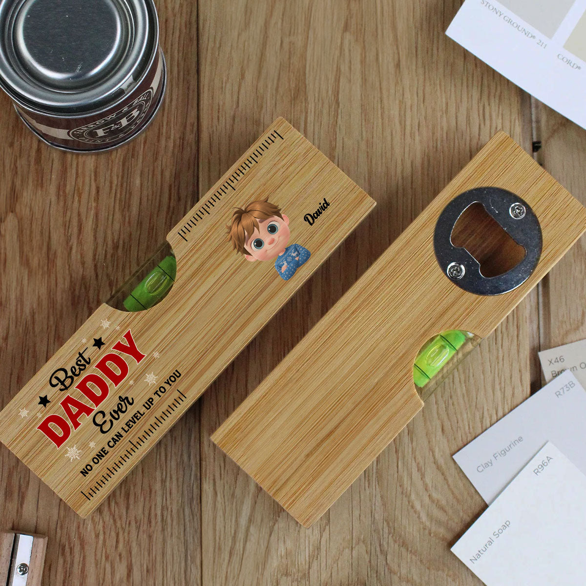 No One Level Up To You Christmas - Personalized Custom Wooden Spirit Level Bottle Opener