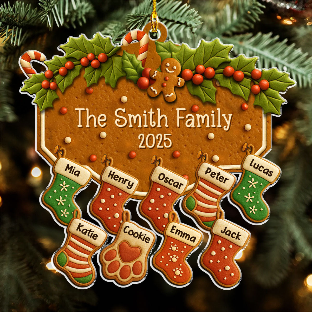 Family With Pet Cookies - Personalized Custom Acrylic Ornament