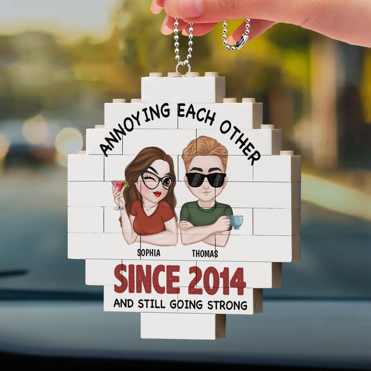 Annoying Each Other - Personalized Custom Puzzle Car Ornament