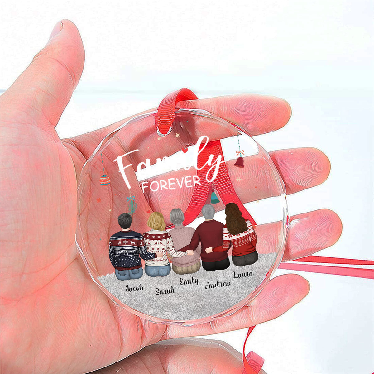 Family Forever - Personalized Custom Glass Ornament