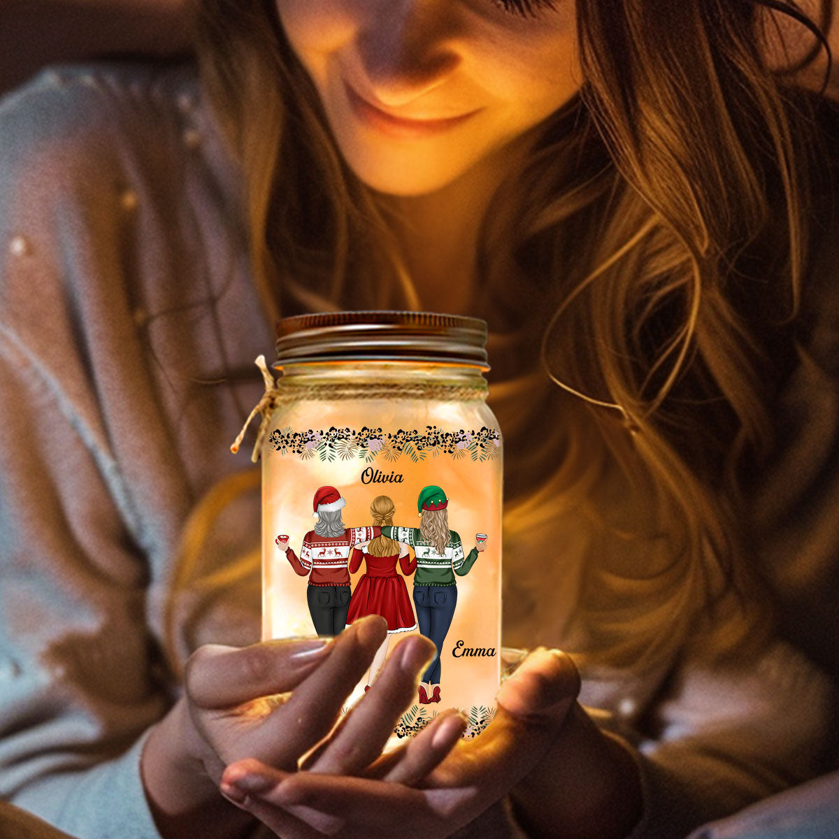 Thanks For Being My Unbiological Sister - Personalized Custom Mason Jar Light