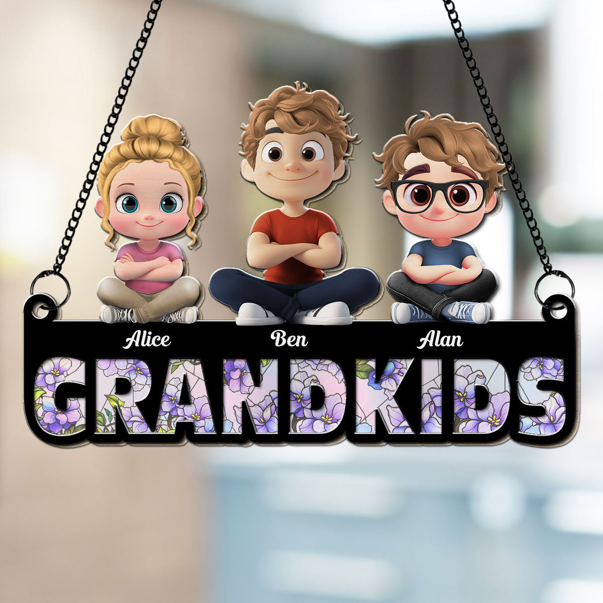 Grandma New Born Flower- Personalized Custom Suncatcher