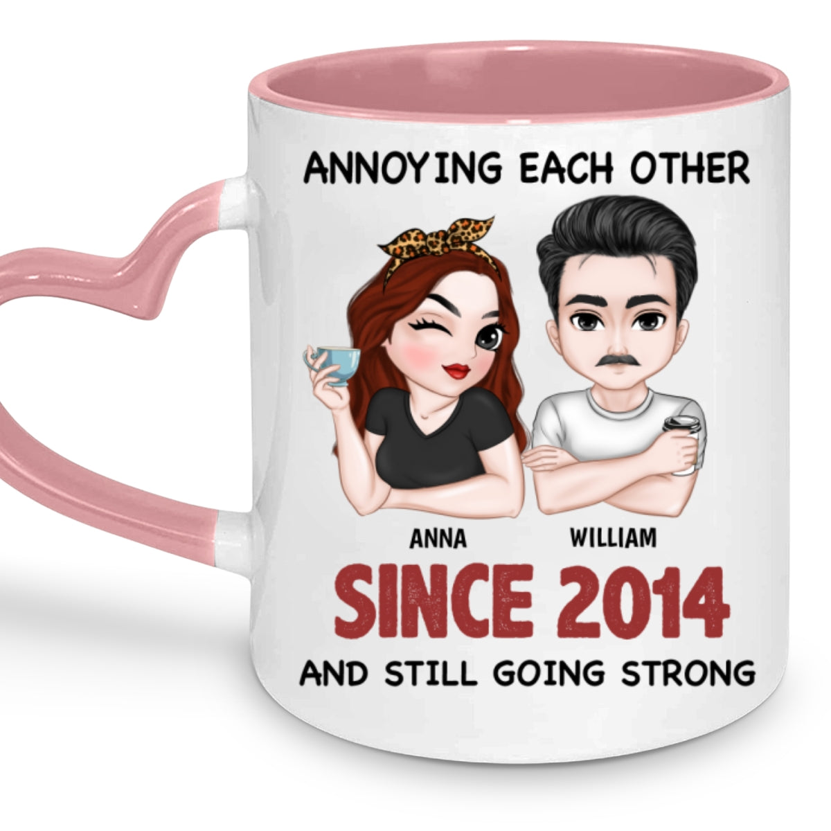 Annoying Each Other - Personalized Custom Heart Handle Mug