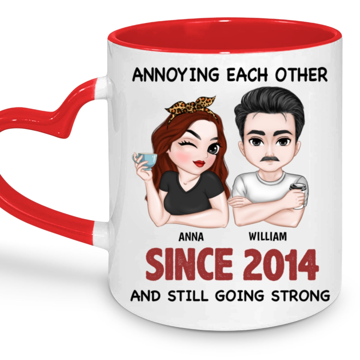 Annoying Each Other - Personalized Custom Heart Handle Mug