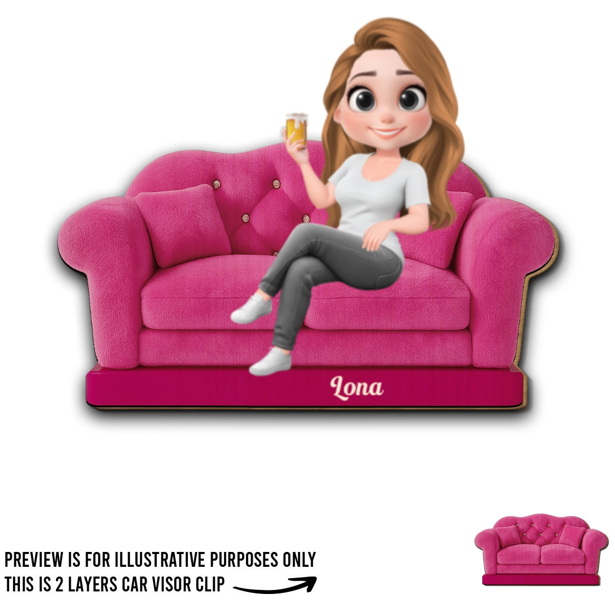 Bestie Sitting Together Cartoonize - Personalized Custom Car Visor Clip