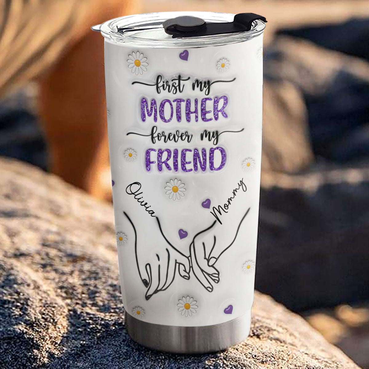 First My Granddaughter Forever My Friend - Personalized Custom 3D Inflated Effect Tumbler