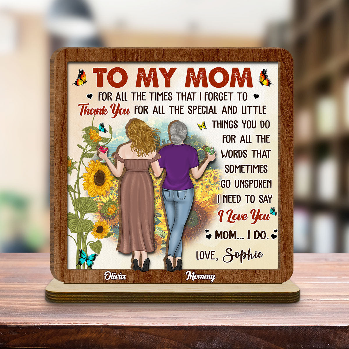 Forever Linked By Love - Personalized Custom 2-Layer Wood Plaque With Flat Base