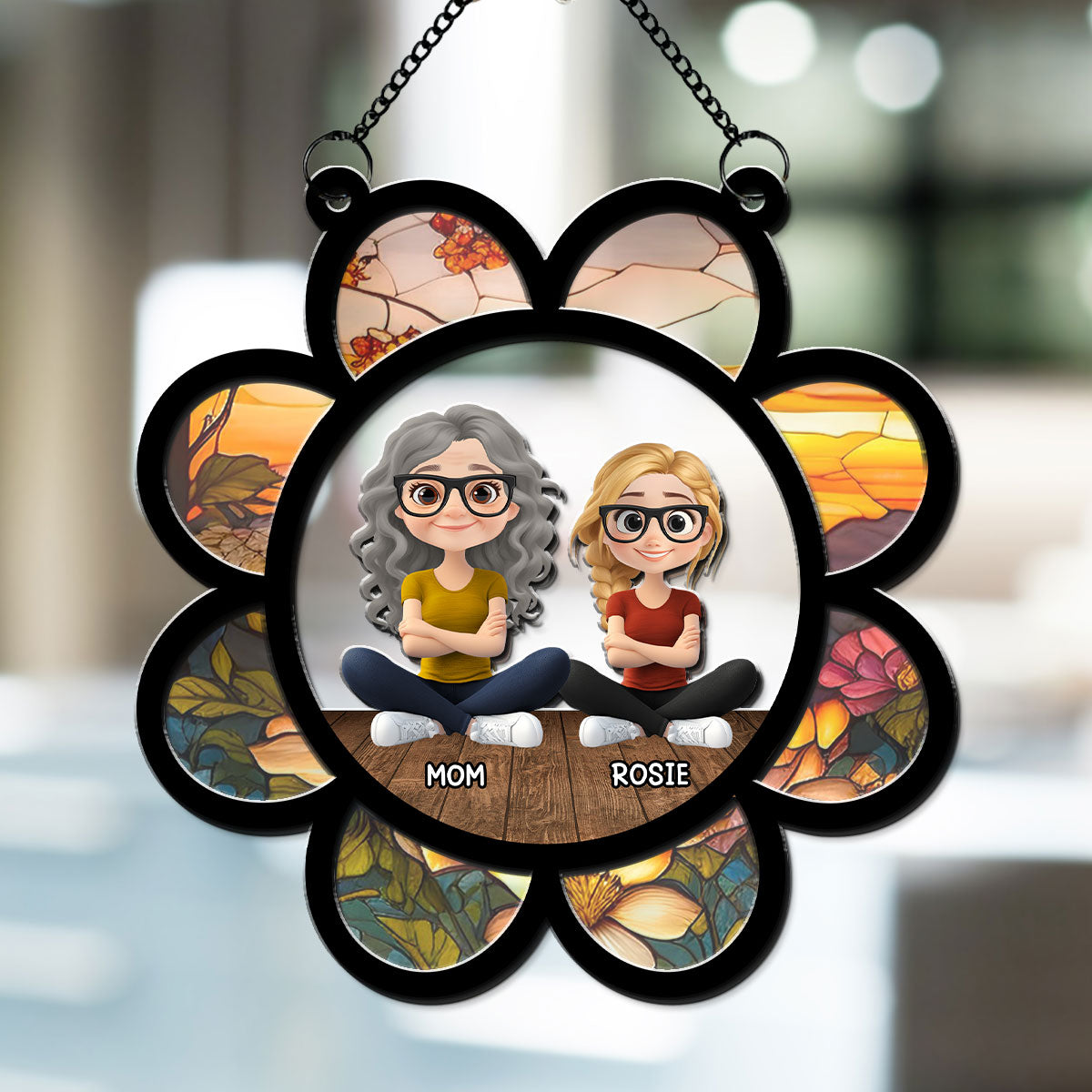 Mom Mum Flower - Personalized Custom Suncatcher