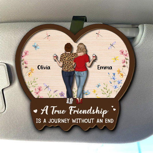 A True Friendship Is A Journey - Personalized Custom Car Visor Clip