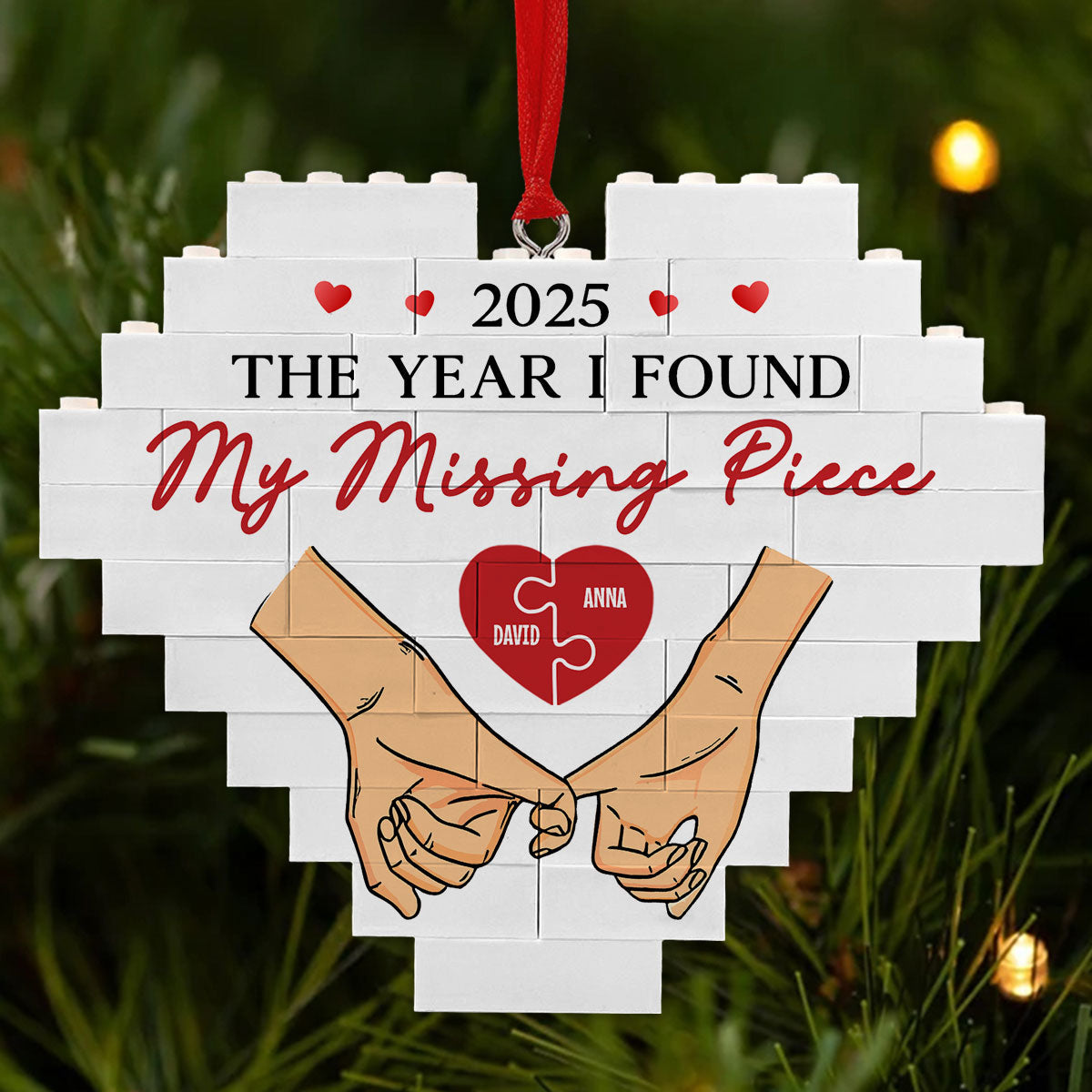 The Year I Found My Missing Piece - Personalized Custom Heart Puzzle Ornament