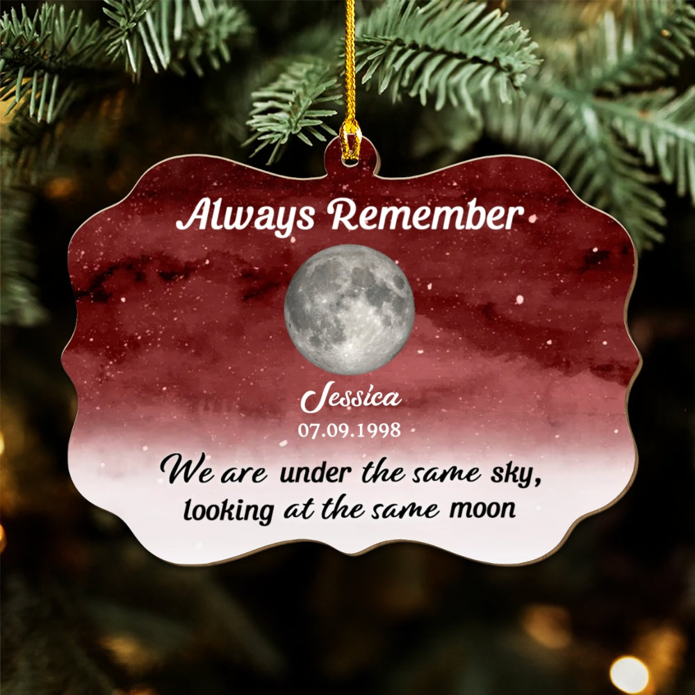 Looking At The Same Moon - Personalized Custom Wood Ornament
