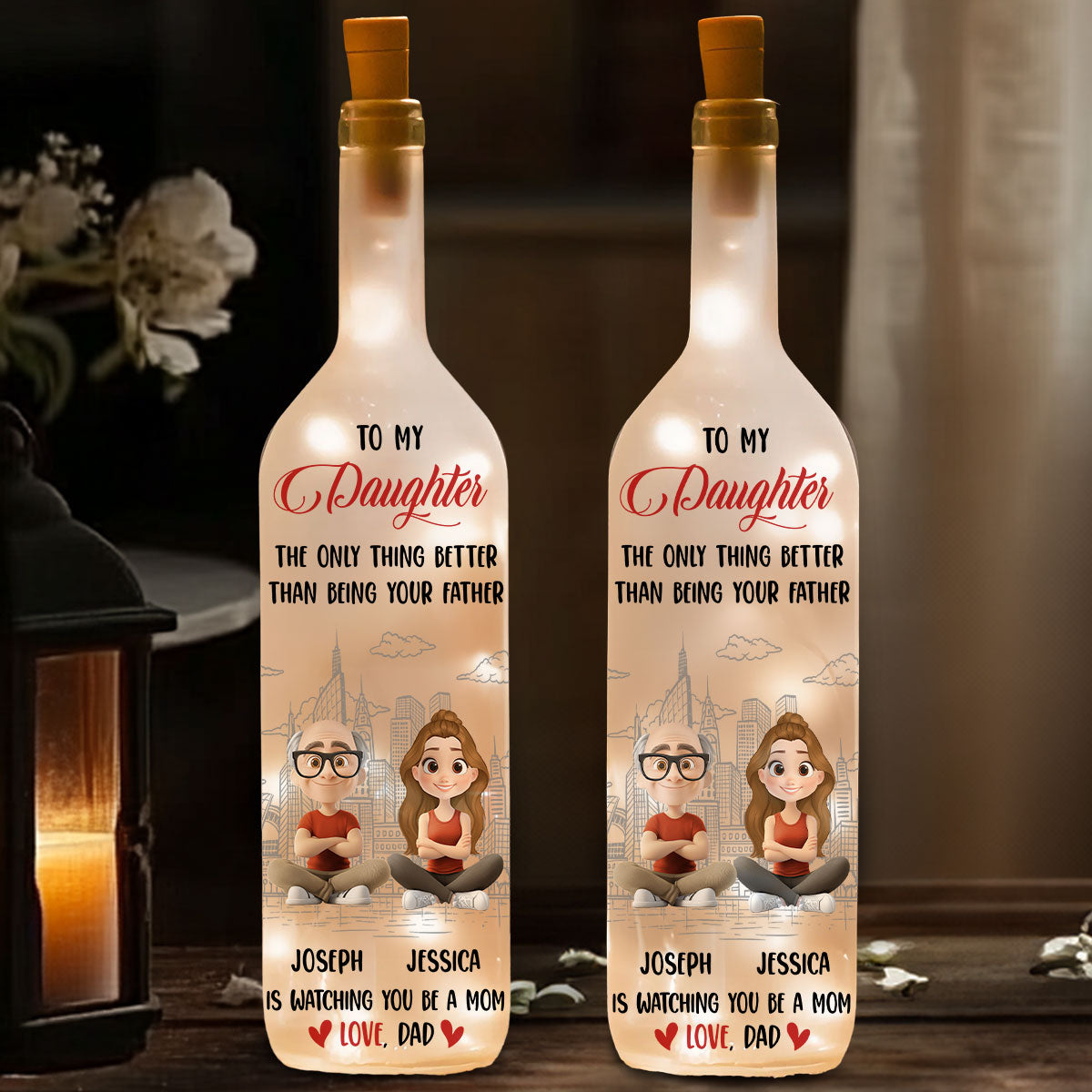 Proud To Watch You Being Mom - Personalized Custom Bottle Lamp