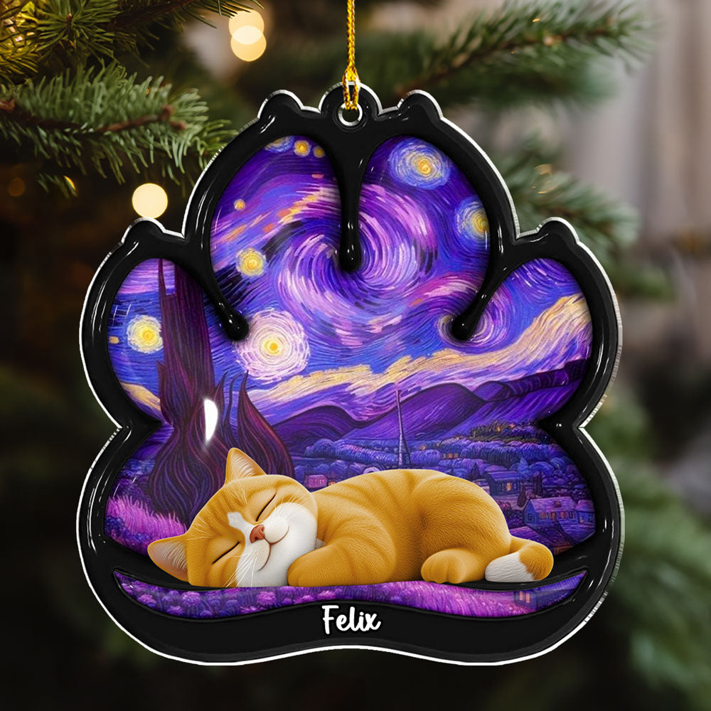 Lay Here With Cat - Personalized Custom 3D Effect Acrylic Ornament
