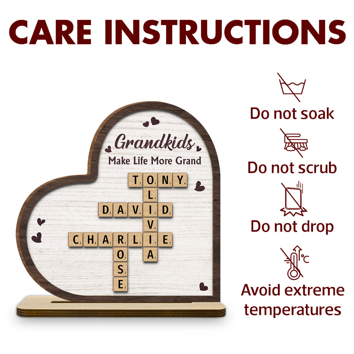 Grandkids Make Life Grand - Personalized Custom 2-Layer Wood Plaque With Flat Base