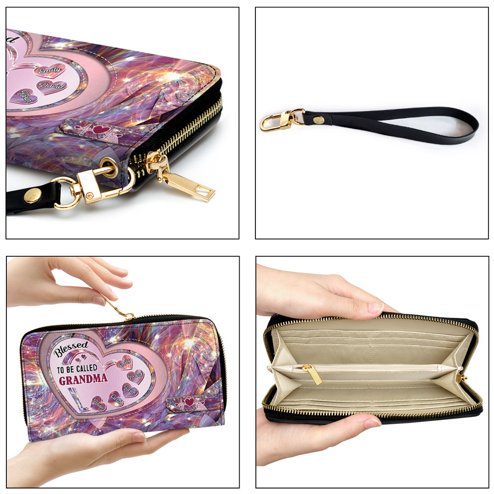 Mom With Sweet Heart Kids - Personalized Custom Leather Wallet