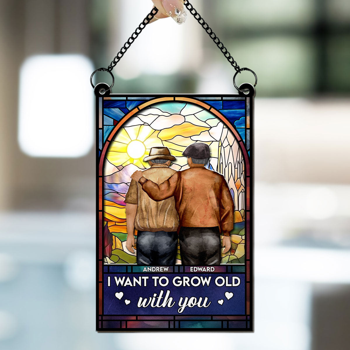 I Want To Grow Old With You - Personalized Custom Suncatcher