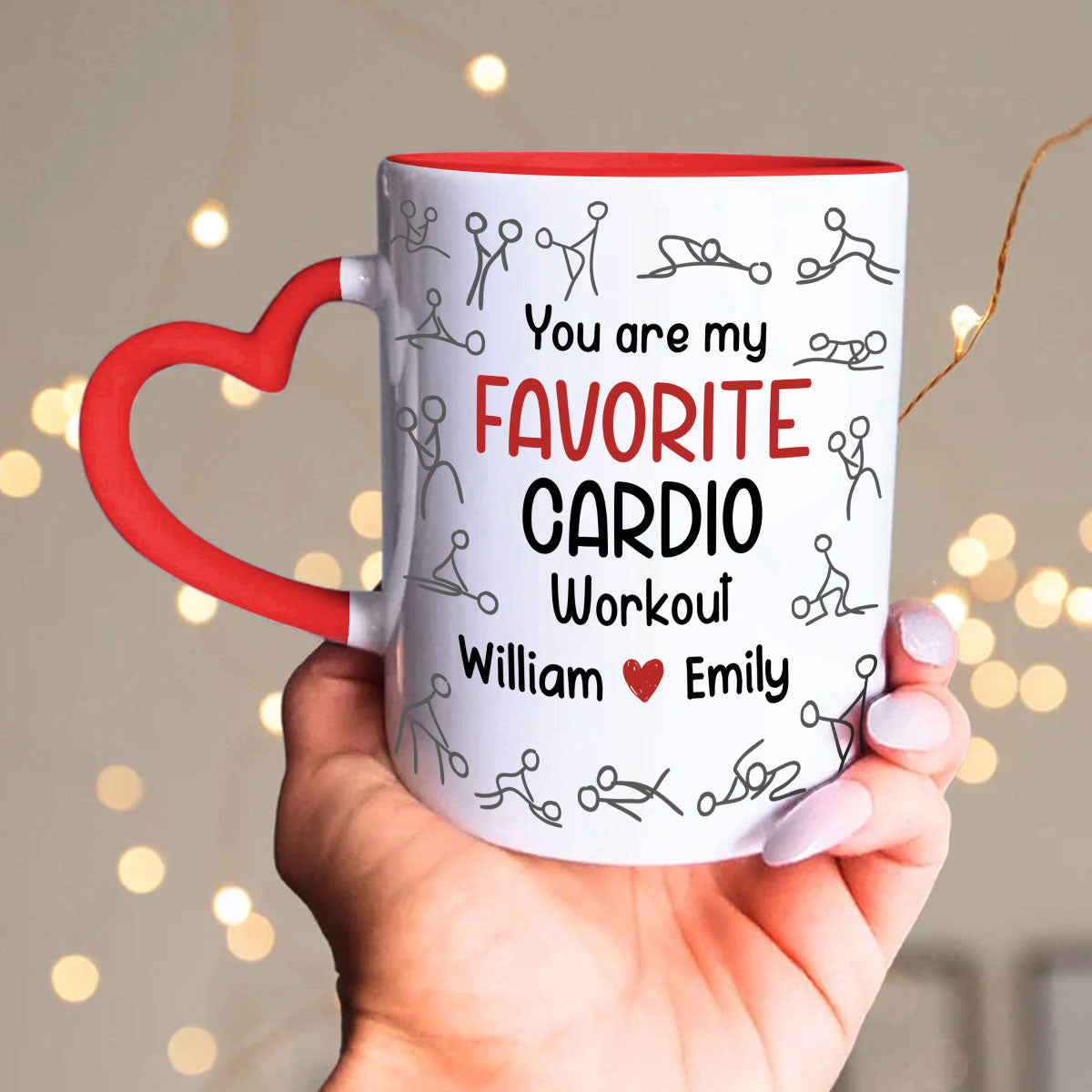 My Favorite Cardio - Personalized Custom Heart Handle Mug