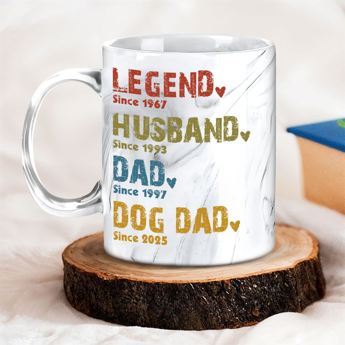 Legend, Husband, Dad, Grandpa - Personalized Custom Grey Marble Mug
