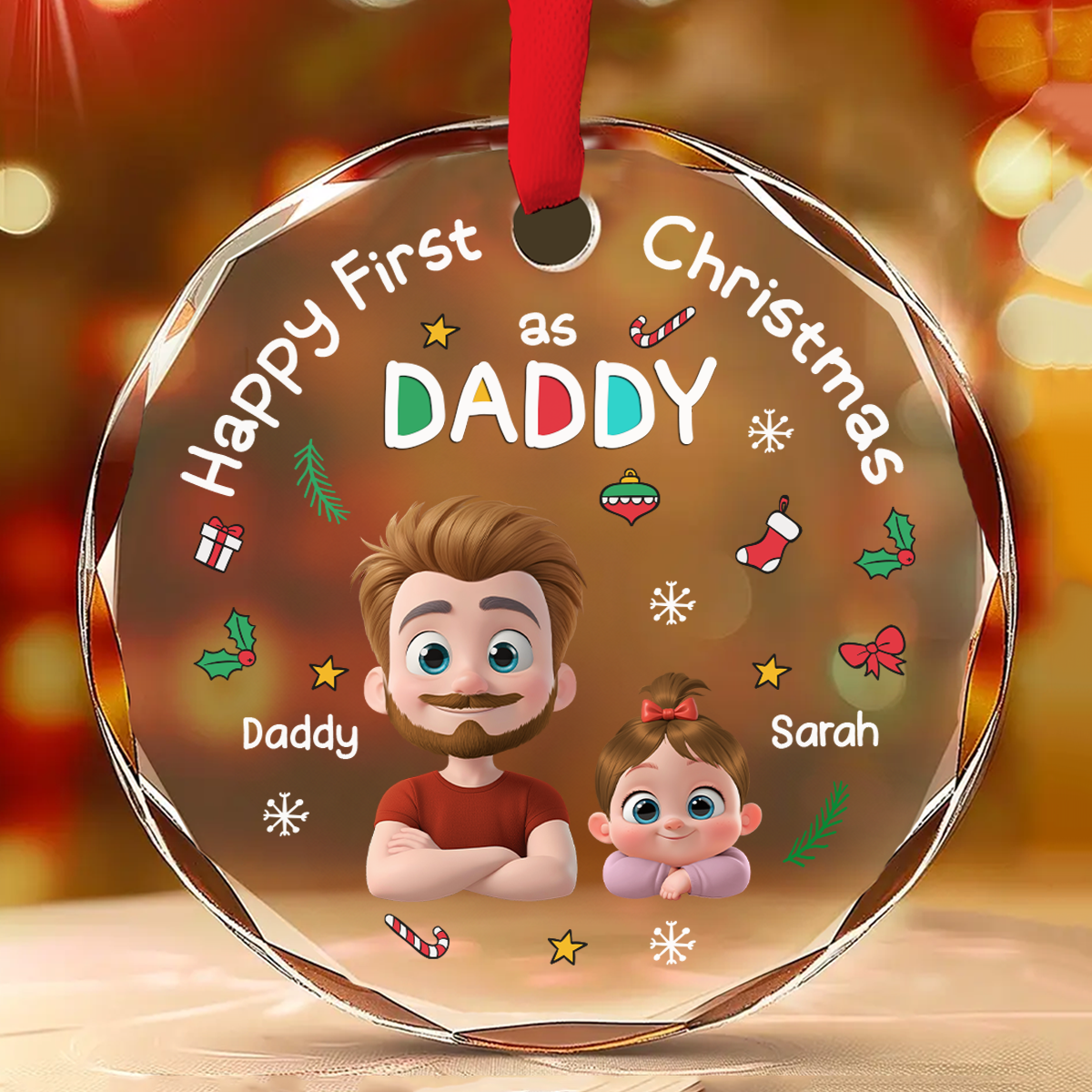 First Christmas With Baby - Personalized Custom Glass Ornament