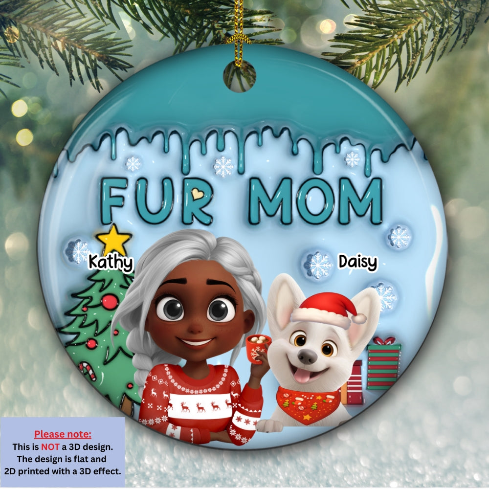 Me And Lovely Pet  - Personalized Custom 3D Inflated Effect Ceramic Ornament