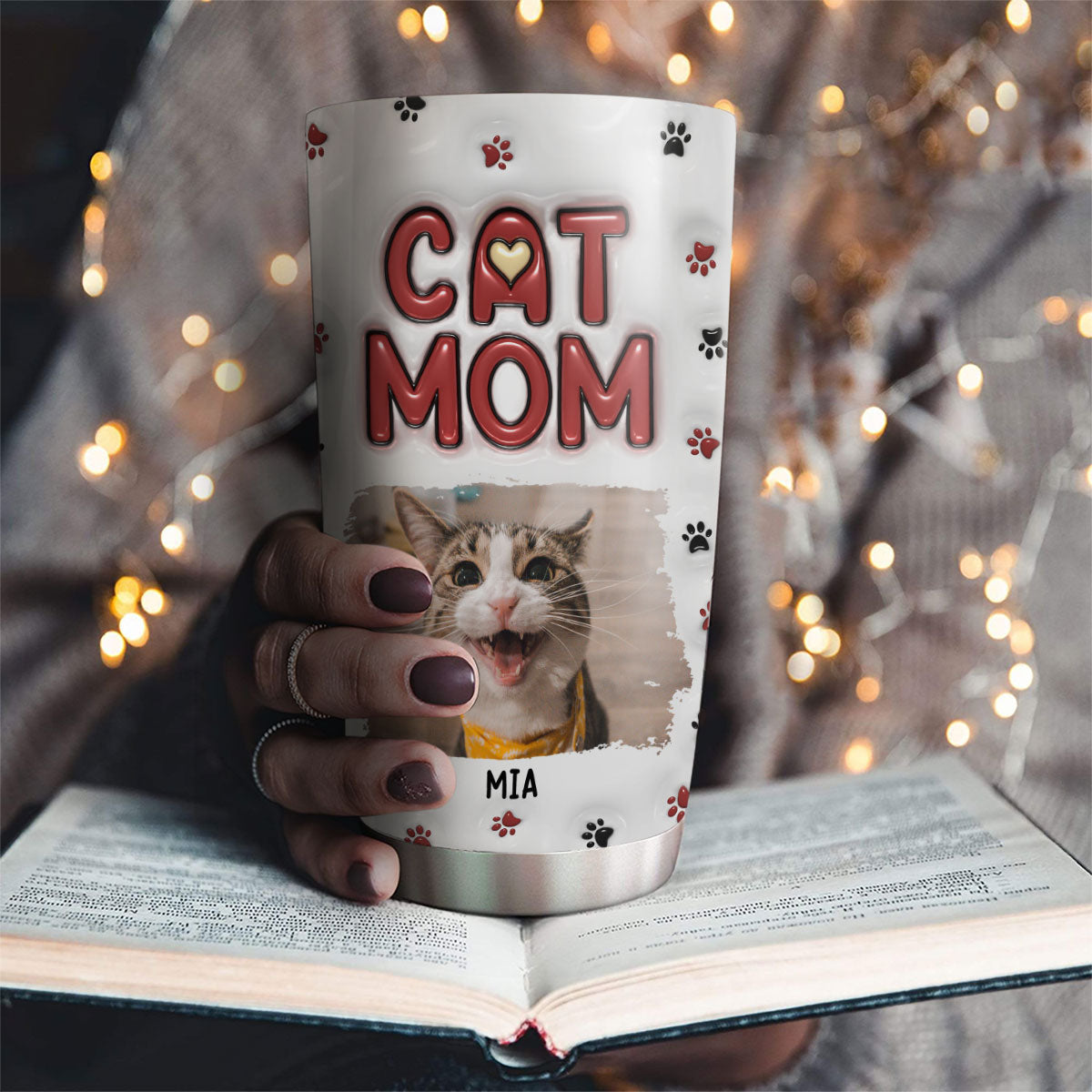 Lovely Cat Mom Photo - Personalized Custom 3D Inflated Effect Tumbler