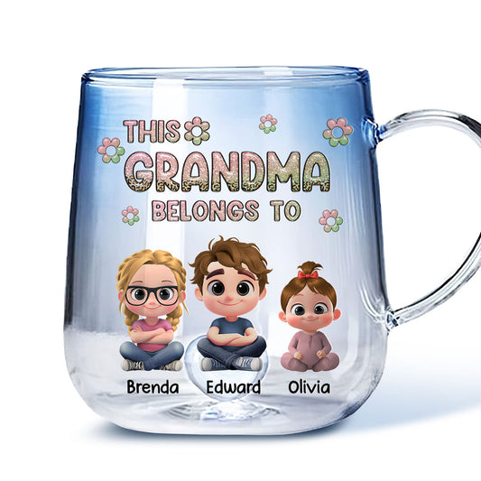 This Nana Belongs To - Personalized Custom Blue Gradient Glass Mug