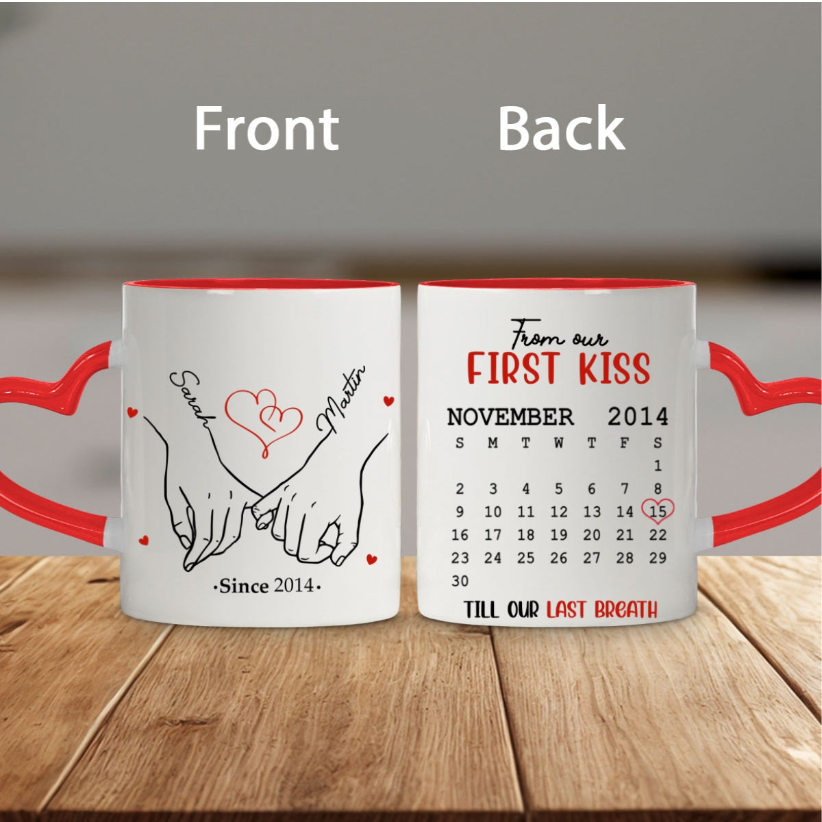 I Met You - Personalized Custom Heart Handle Mug