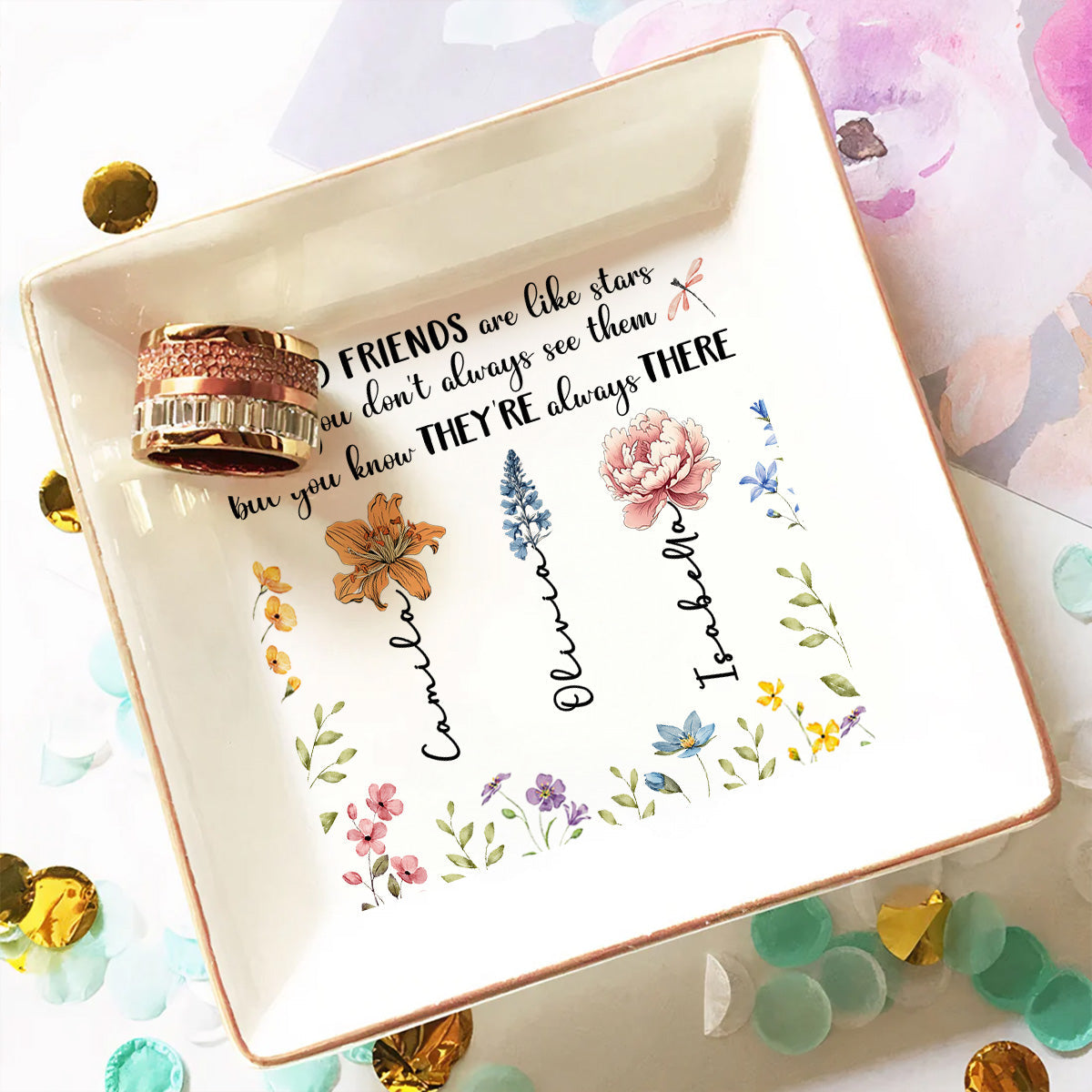 Good Friends Are Like Stars - Personalized Custom Jewelry Dish