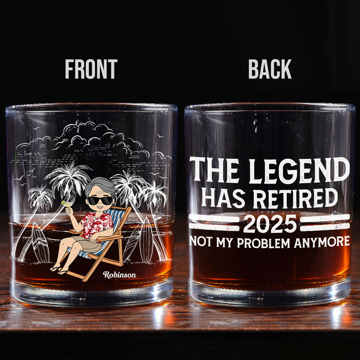 Retired Legend - Personalized Custom Whiskey Glass
