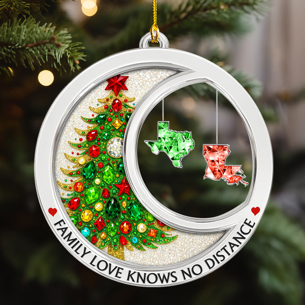 Family Love Knows No Distance Crystal - Personalized Custom Acrylic Ornament
