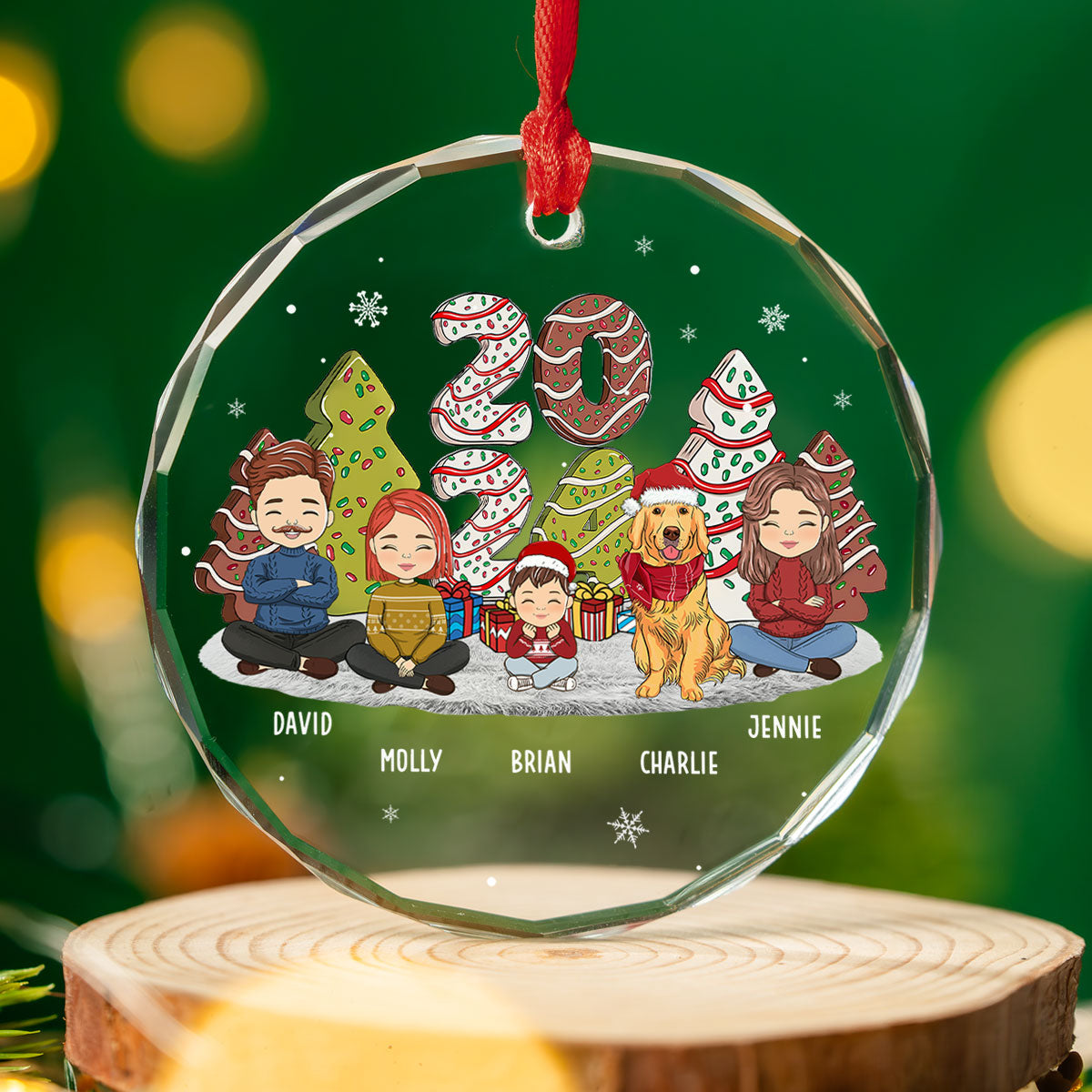 Family Cake - Personalized Custom Glass Ornament