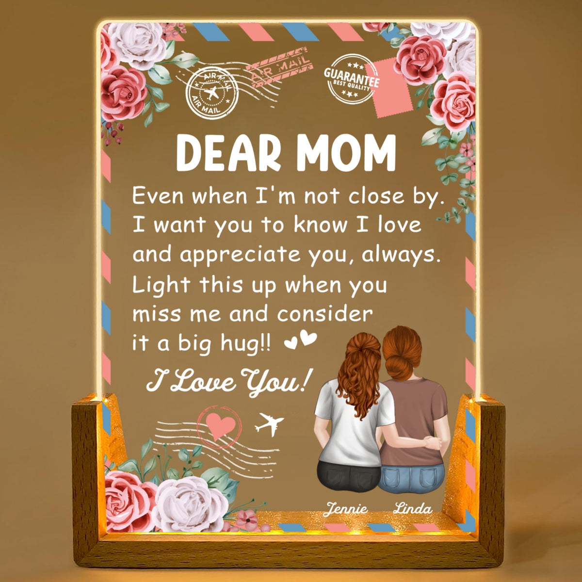 A Big Hug - Personalized Custom Plaque With Walnut Base