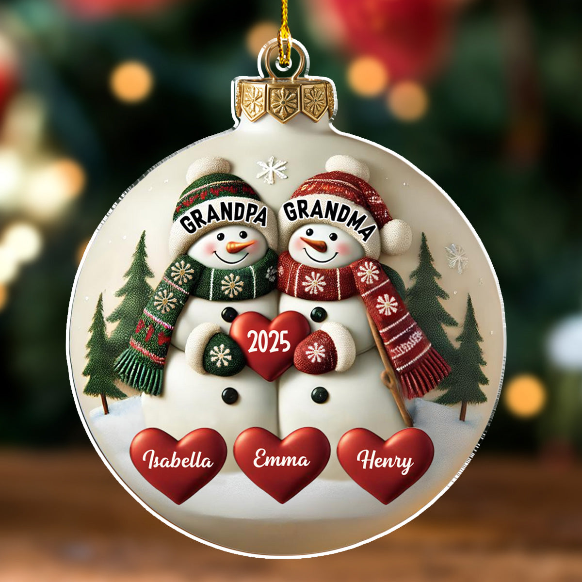 Merry Christmas Grandma And Grandpa - Personalized Custom Acrylic Ornament