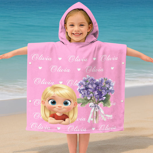 Birthmonth Flower - Personalized Custom Hooded Beach Towel