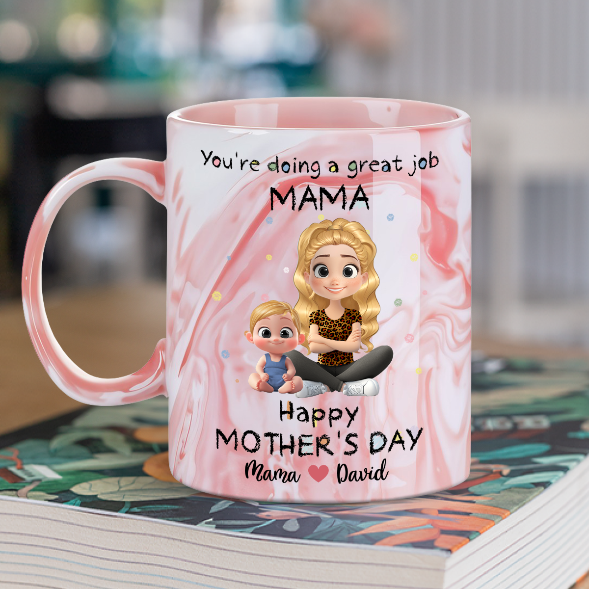 To My Mommy - Personalized Custom Pink Marble Mug