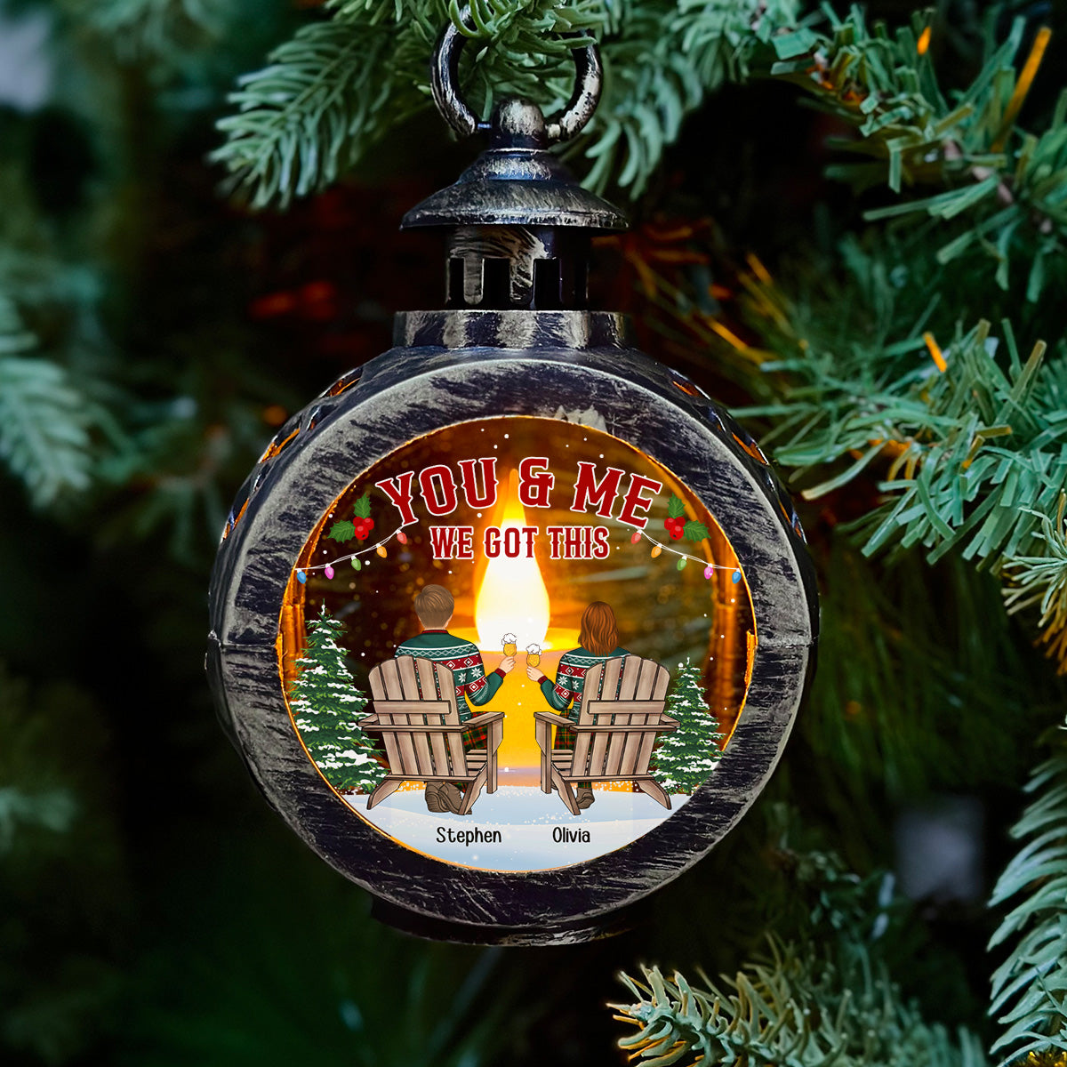 You And Me - Personalized Custom Christmas Lantern